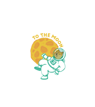Dogecoin to the moon model negru pe tricou