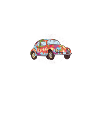 Hippy Beetle Volkswagen model albastru deschis pe tricou