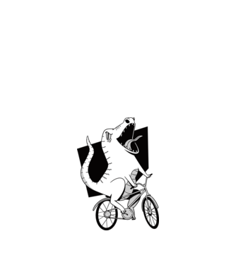 Dinozaur cu bicicletă model albastru închis pe tricou