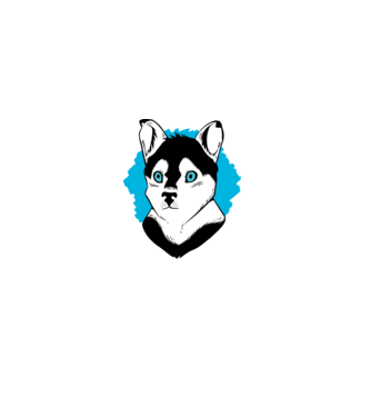 Câine Pomsky model alb pe tricou