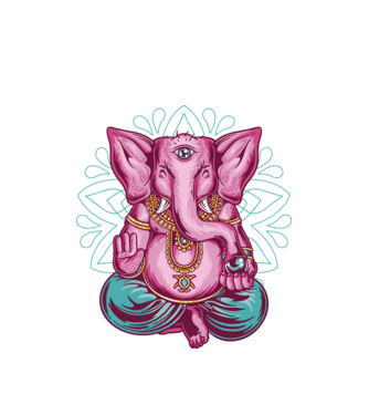 Elefant făcând meditație Dharma model alb pe tricou