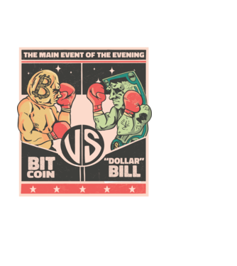 Bitcoin Vs Dolarul SUA model negru pe tricou