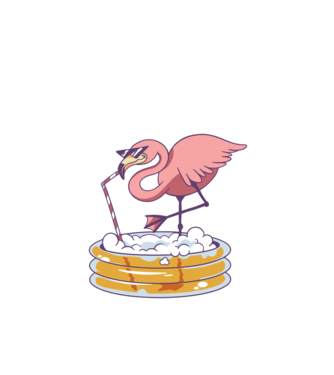 Flamingo cu bere model alb pe tricou