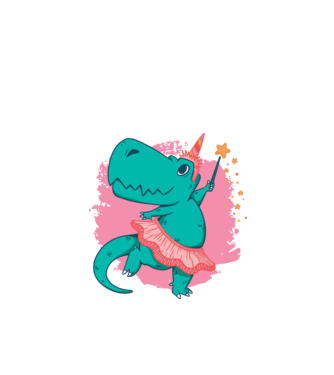 T-rex Balerină model alb pe tricou
