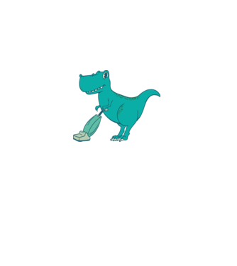 T-rex făcând curățenie model alb pe tricou