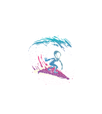 Alien Pizza Surf tricou amuzant model negru pe tricou