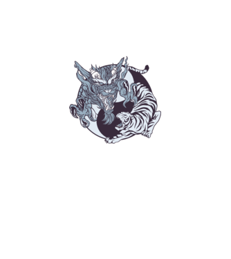 Yin Yang cu animale model alb pe tricou