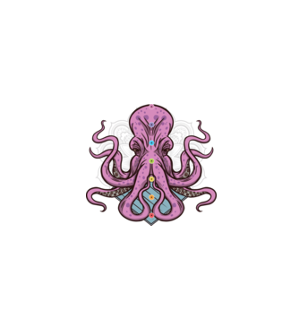 Yoga Octopus model negru pe tricou