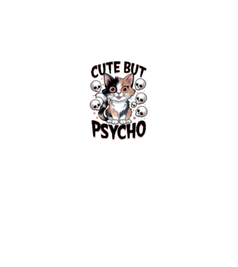 Cute, but Psycho pisică Alb model alb pe tricou