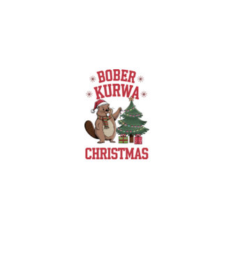 Bober Kurwa Christmas 3 model alb/roșu pe tricou
