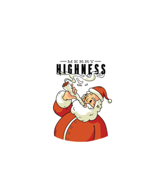 Merry Highness Mikulás fumează iarbă model negru pe tricou