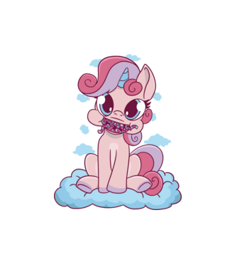 Unicorn cu bomboane model alb pe tricou
