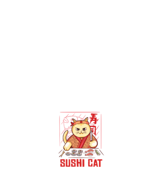 Pisică Sushi model negru pe tricou