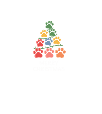 Merry Christmas Paws Negru model negru pe tricou