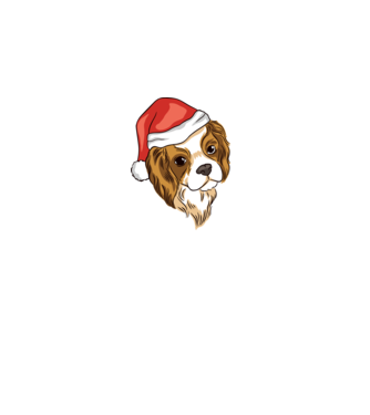 Santa Cocker Spaniel model alb pe tricou