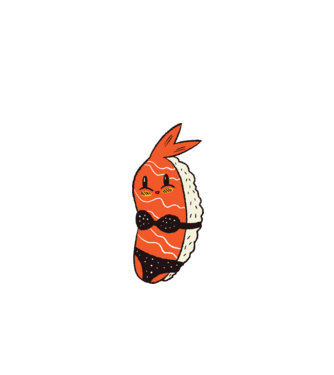 Sushi în bikini model alb pe tricou