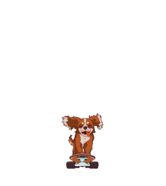 Skateboarding Cavalier King Spaniel model negru pe tricou