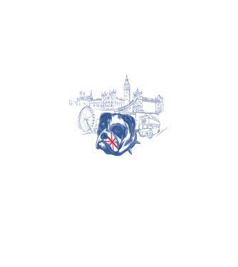 London Bulldog model alb pe tricou