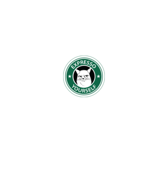Expresso Yourself tricou Pisică cu cafea model negru pe tricou