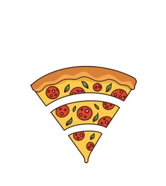 Felie de pizza Wifi model negru pe tricou