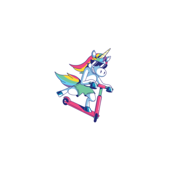 Unicorn cu trotinetă tricou amuzant model negru pe tricou