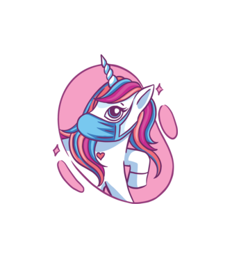 Unicorn drăguț cu mască model alb pe tricou