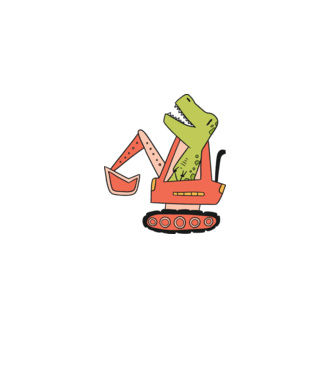 Excavator dinozaur model albastru închis pe tricou