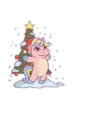 Unicorn de Crăciun model alb pe tricou