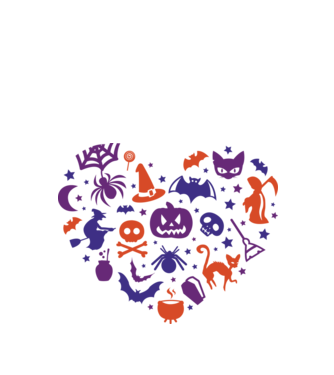 Inimă Halloween model alb pe tricou