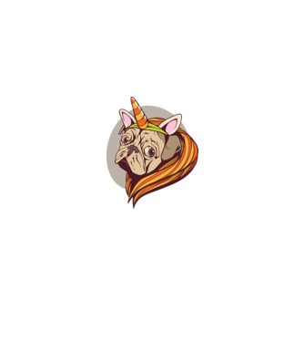 Halloween Mops în costum de Unicorn model alb pe tricou