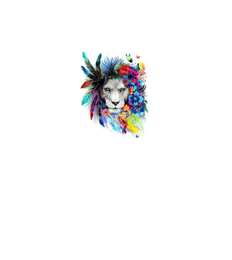 lion color jungle model alb pe tricou