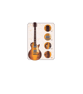 Gibson Chitară desen gold model alb pe tricou