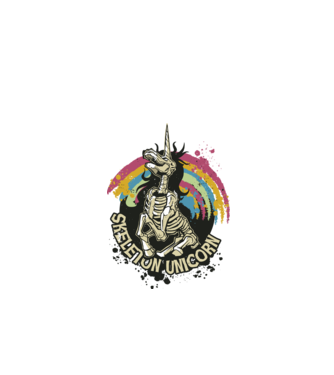 Schelet unicorn model alb pe tricou