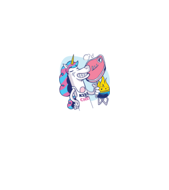 Unicorn Steak BBQ model alb pe tricou
