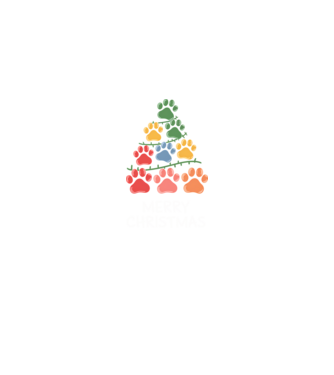Merry Christmas Paws Negru model negru pe tricou