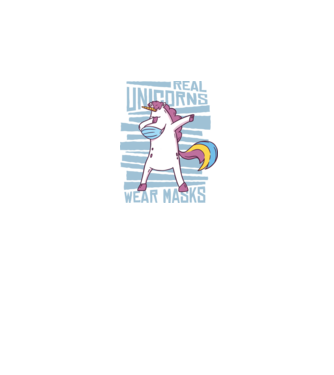 Unicorn DAB Mască model albastru închis pe tricou