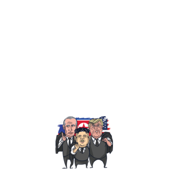 Trump, Putin, Kim - trei prieteni buni model alb pe tricou