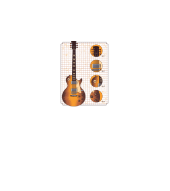 Gibson Chitară desen gold model alb pe tricou