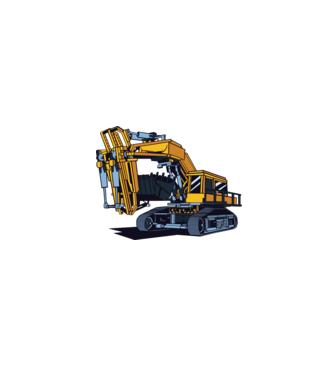 Excavator model gri pe tricou