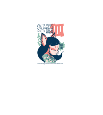 Kitsune Yokai Anime model alb pe tricou