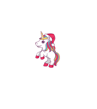 Unicorn de Crăciun model alb pe tricou
