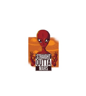 Straight Outta Mars Alien model negru pe tricou