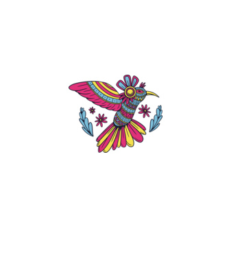 Mandala Colibri model albastru jeanși pe tricou