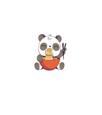 Panda drăguț cu paste model negru pe tricou