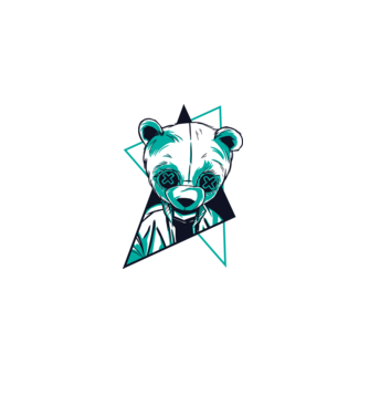 Panda Neon model alb pe tricou