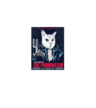 The Purrinator Pisică model albastru deschis pe tricou