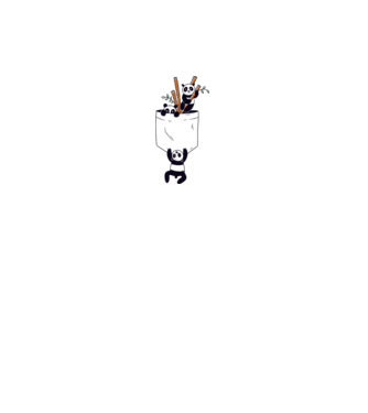 Panda de buzunar model alb pe tricou