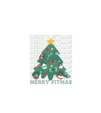 Merry Fitmas Fitmas Pom de Crăciun Fitness model negru pe tricou