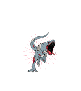 T-rex Zombie model alb pe tricou