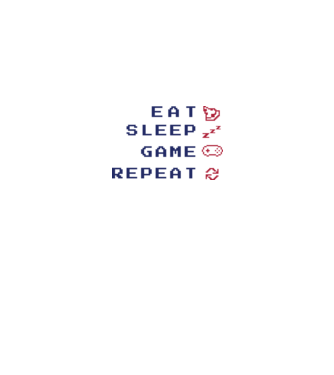 Eat Sleep Game Repeat model alb pe tricou